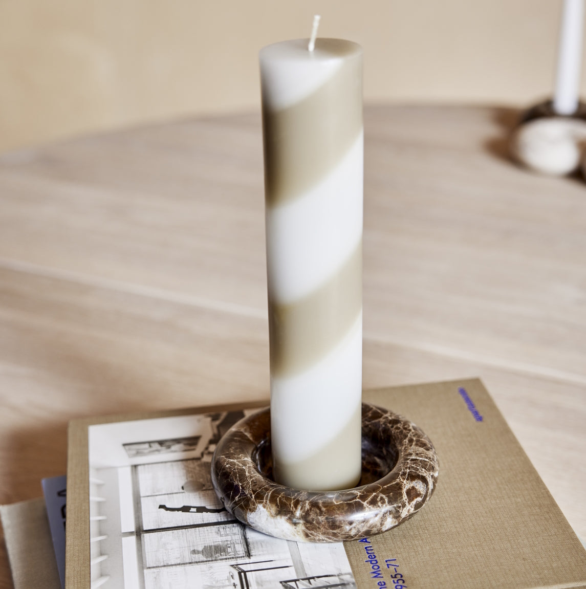 OYOY Savi Marble Candleholder Large Choko