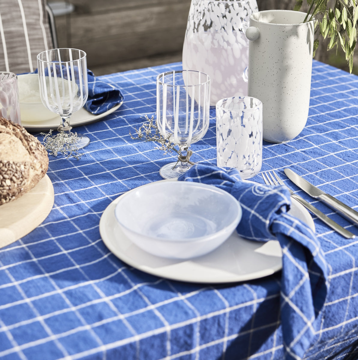 OYOY Grid Tablecloth 260x140 Dark Blue