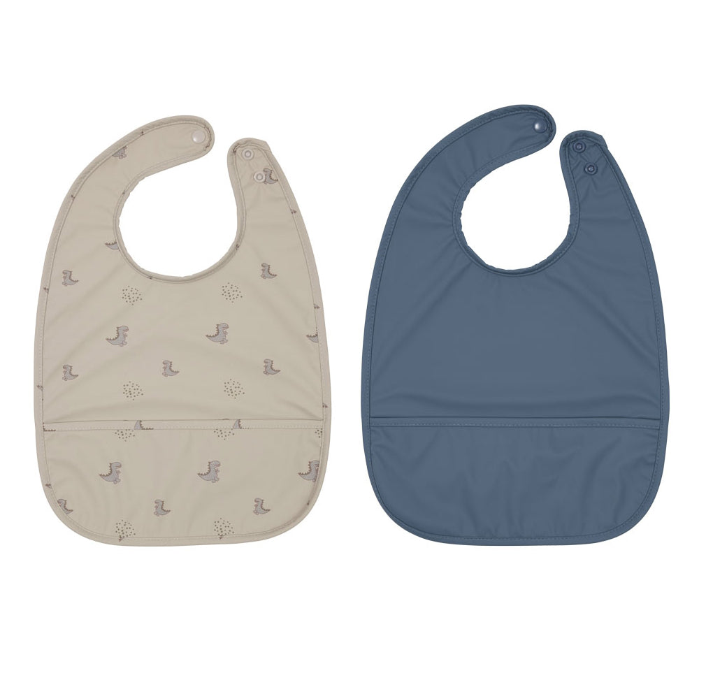 OYOY Dino Bib 2pk Blue-Clay