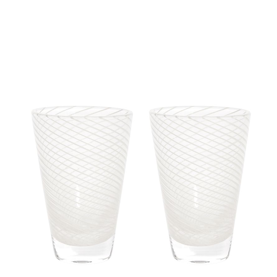 OYOY Yuka Swirl Glass 2pk White