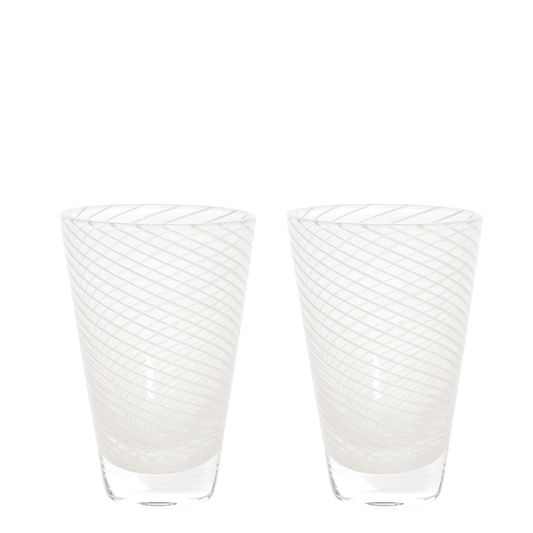 OYOY Yuka Swirl Glass 2pk White