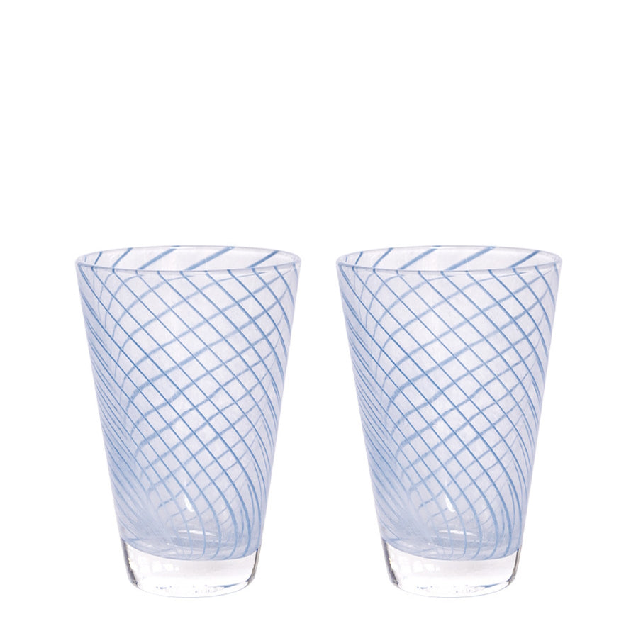 OYOY Yuka Swirl Glass 2pk Blue