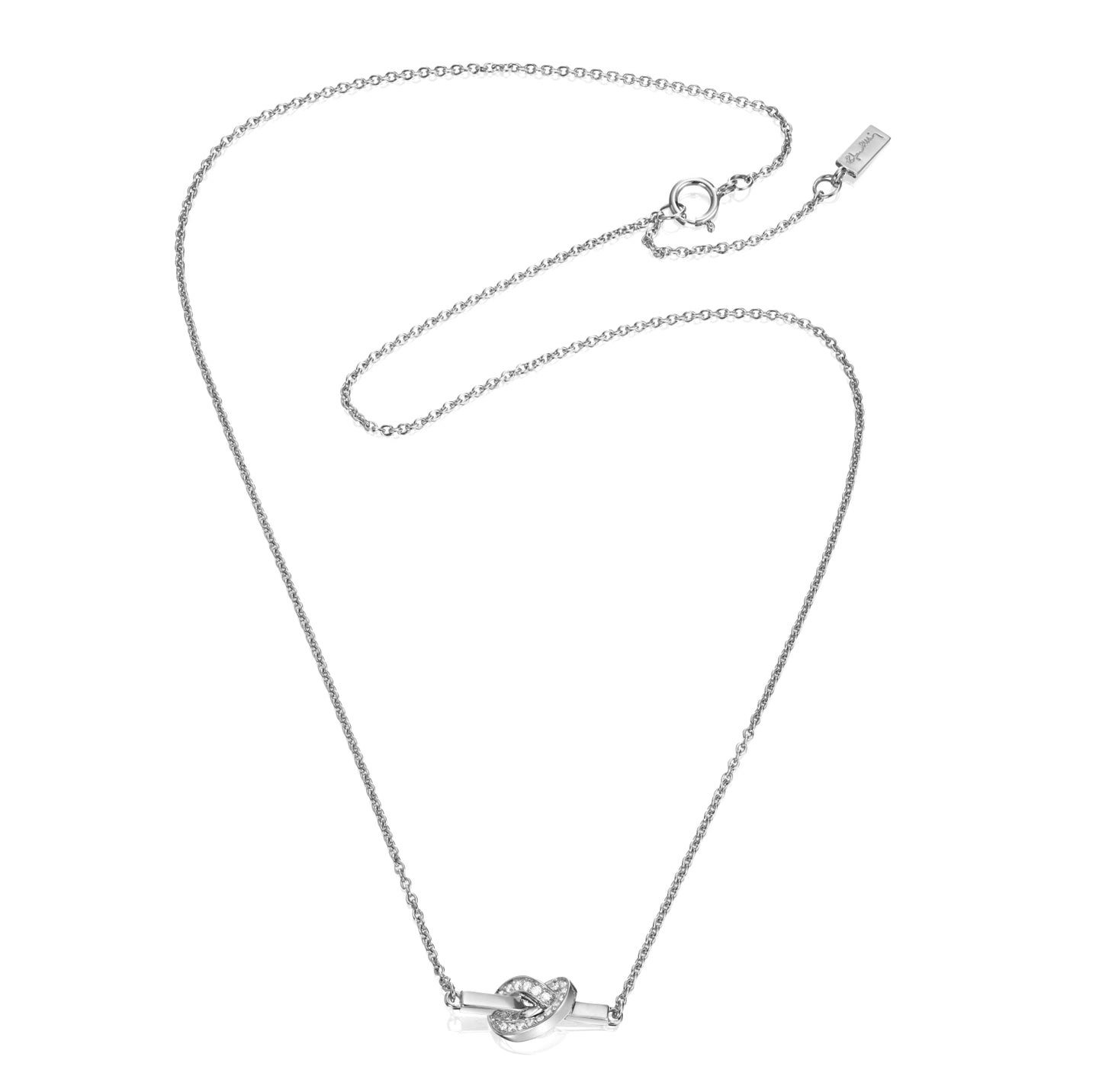 Love Knot & Stars Necklace White Gold