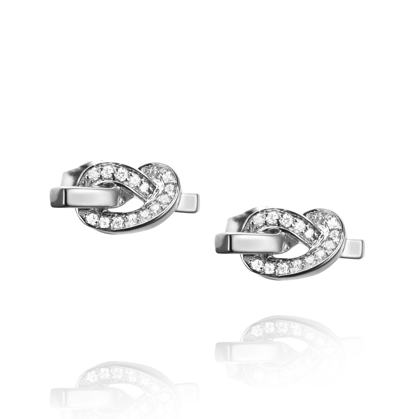 Love Knot & Stars Earrings White Gold