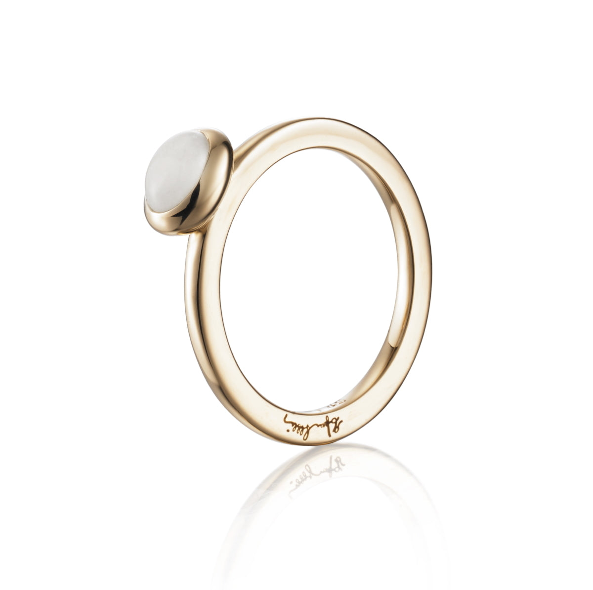 Love Bead Ring Moonstone Gold