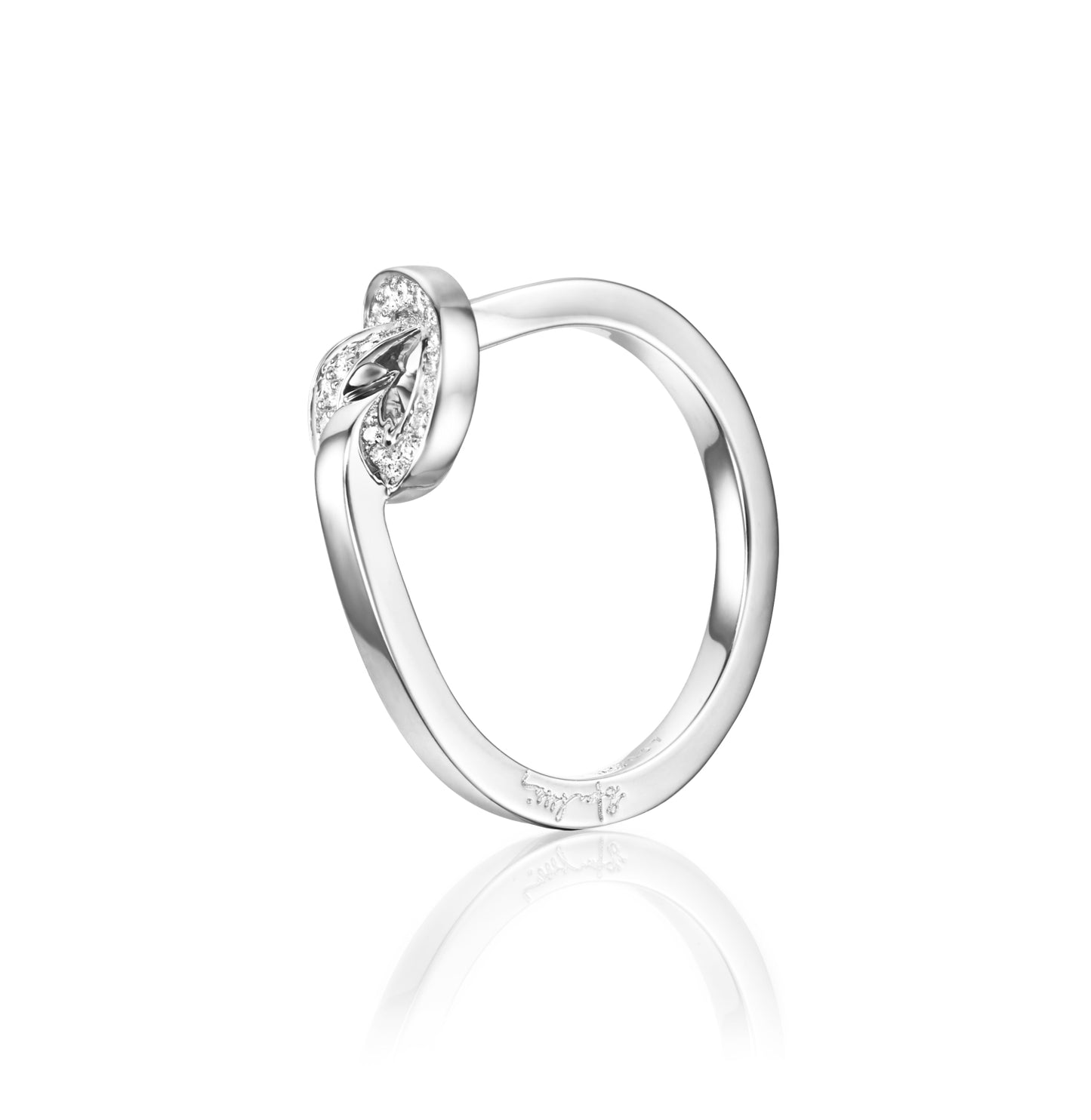 Love Knot & Stars Ring White Gold